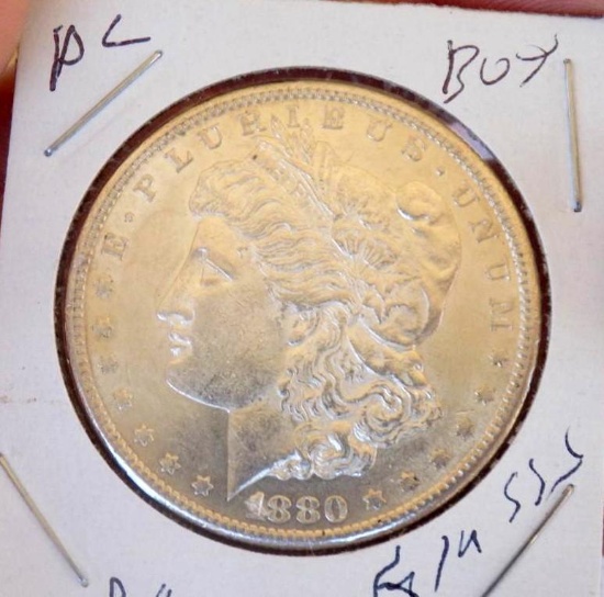 Morgan silver dollar 1880 s gem bu pl obv stunning frosty white