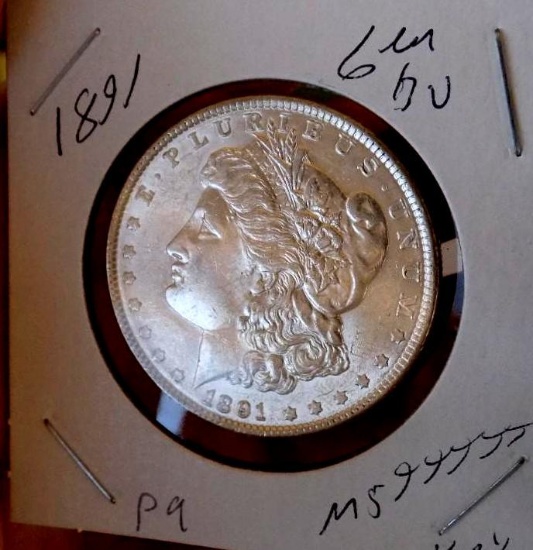 Morgan silver dollar 1891 gem bu blazing ms+++++ frosty white key date