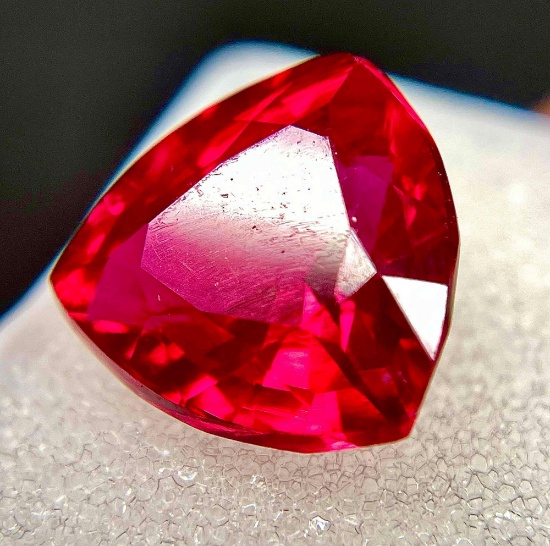 Magnificent Monster 8.34ct Trillion Cut Ruby With Insane Sparkle Fire Inside