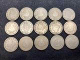 15 Liberty Nickels with Dates