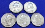 Washington Silver Quarter Lot of 5 Some UNCS 1.25 Face
