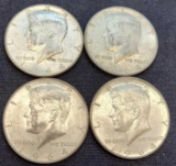 Kennedy Silver Half Lot of 4 90% Silver 1964, $2 Face Value