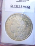 Morgan Silver Dollar 1921 S Rare Date Frosty BU+++ Nice Coin