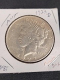 Peace Silver Dollar 1927 D Rare Date AU+++