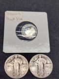 Nice Silver Lot 2 Standing Liberty Quarters One Proof Dime