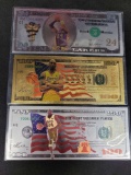 Kobe Bryant Black Mamba 24kt Gold $100 Bill With 2 Silver Bills
