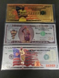 Kobe Bryant Black Mamba 24kt gold $100 Bill with 2 Silver Bills