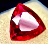 Astonishing Vivid 6.86ct Red Trillion Cut Ruby Silky Smooth Brilliant Sparkle