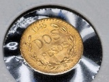 Gold Mexico 1945 2 Peso Gem Brilliant Uncirculated