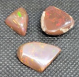 3 Stunning Orange Fire Opal with green and red color