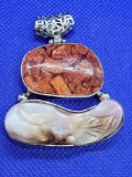 Beautiful Pendant With Mother of Pearl Inlay 19.2 Grams