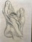 Sketch Art of Feet with Woman Laying Atop . Signed W. James Maytum 1947