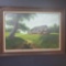 Framed canvas artwork of old barn w/signature