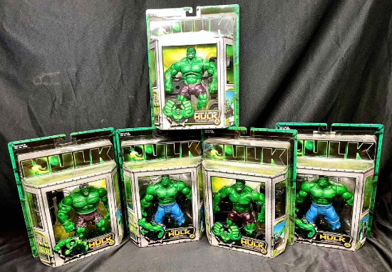 Marvels The Hulk Movie Action Figures 2003 Toybiz Super Poseable, Smash and Crunch and Punching