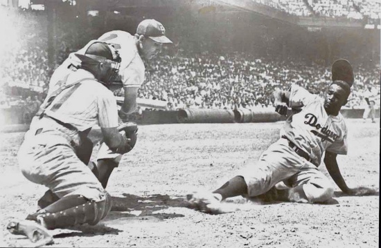 Jackie Robinson Steals And Slides Photo Print Wall Art