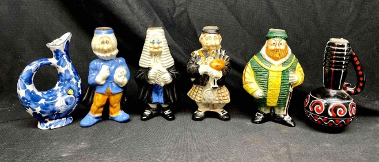 LOT of 6 1969 Exclusive Drioli Figures Vase Decanter Vases Decanters Set ITALY