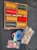 Vintage Poker Chips, Rocks, Woodbox