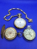 3 Pocket Watches Westclox, Majestime, St Regis