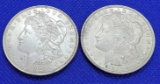Two 1921 Morgan Silver Dollar 90% Silver