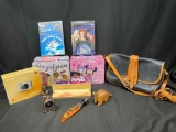 Lot of Mixed Goods Canon Power Shot A810, DVDs, Mini Fancy Knife, Disney Luchboxes more