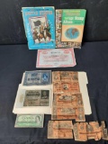 2 Stamp Albums - Common Stock Cert, Foreign Paper Notes, Confederate Notes