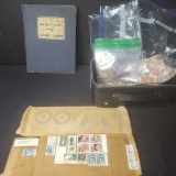 Us Stamp Album And Box Of Vintage Us Stamps