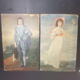 2 antique art pieces titled Blue Boy and Pinkie