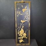 Black lacquer shell panel of birds and flowers