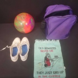 Brunswick Cosmic bowling ball with matching shoes bag and towel