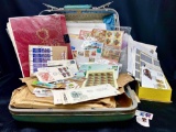 Old Suitcase full of Stamps, First Day Covers, Stamped Envelopes. Disney, Simpsons, Alzheimers more