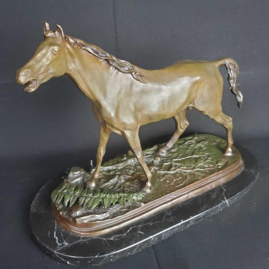 Heavy Bronze Statue Of Horse. Engraved P.j. Mene