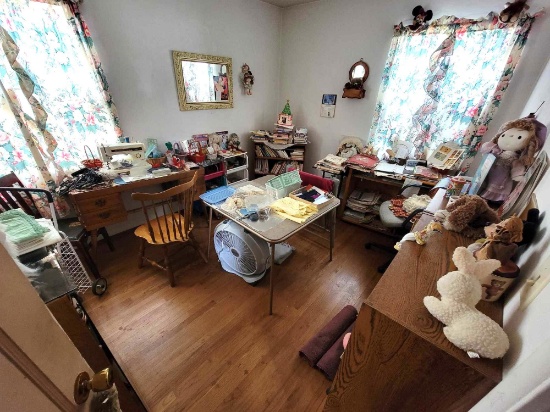 Craft Room Contents - Sewing Machine, Dolls, Furniture