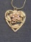 Vtg 10k Gold Filled Heart Flower Pendant Nouveau Victorian Style L.S. Co