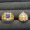 Two Gold Tone Rings Blur Topaz Gemstone