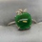 Stunning 18KGP Ring With Set Geen Apple Jade Gemstone