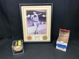 Ted Williams Game Used Collection. Framed Collectible. Cleveland Indians Signed Baseball
