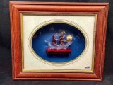 Glass Ship Sculpture Framed. Made in Briton