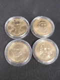 Presidential Dollars 4 coins John Adams, James Madison, George Washington, Thomas Jefferson