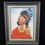 Framed Oil/canvas Native American Artwork W/signature