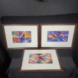 3 Framed Pieces Of Artwork W/signature And Date