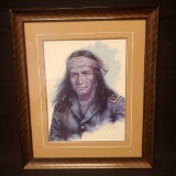 Framed print of Apache Indian w/signature