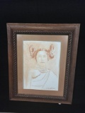 Framed Art - Indian Native American Signed