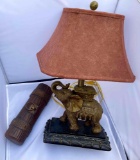 Awesome Fancy Persian Style Elephant Lamp and AVON Treasure Chest Log