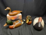 Fancy Wooden Ducks and Sculptured Duck Accent Lamp