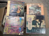 box of vintage records