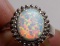 Opal And Diamond Ring Sterling Silver Vintage Huge 6+ Ct Rainbow Australian Opal.. Rare And Nice
