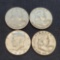 4 90% Silver Half Dollar lot of 3 Franklin And UNC Kennedy $2 Face Value