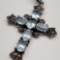 Antique Very Old Circa 1920s Sterling Silver Cross With 6 Blue Topaz Gemstone Approx. 4ct