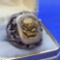Sterling Silver Ring with 10k gold Rose Mens ring size 10