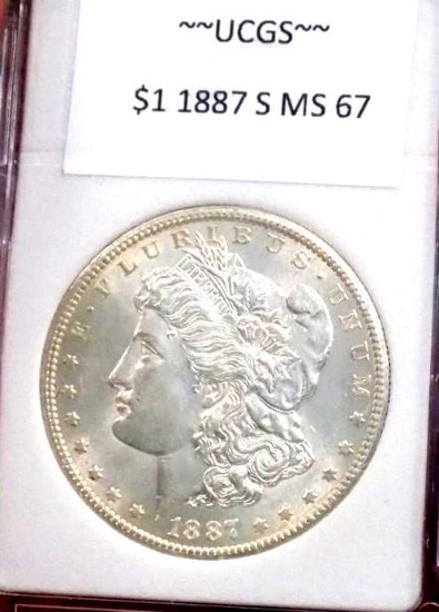 Morgan Silver Dollar 1887 S Gem Bu Rare Dat Ms++++++ Stunning Frosty White Beauty